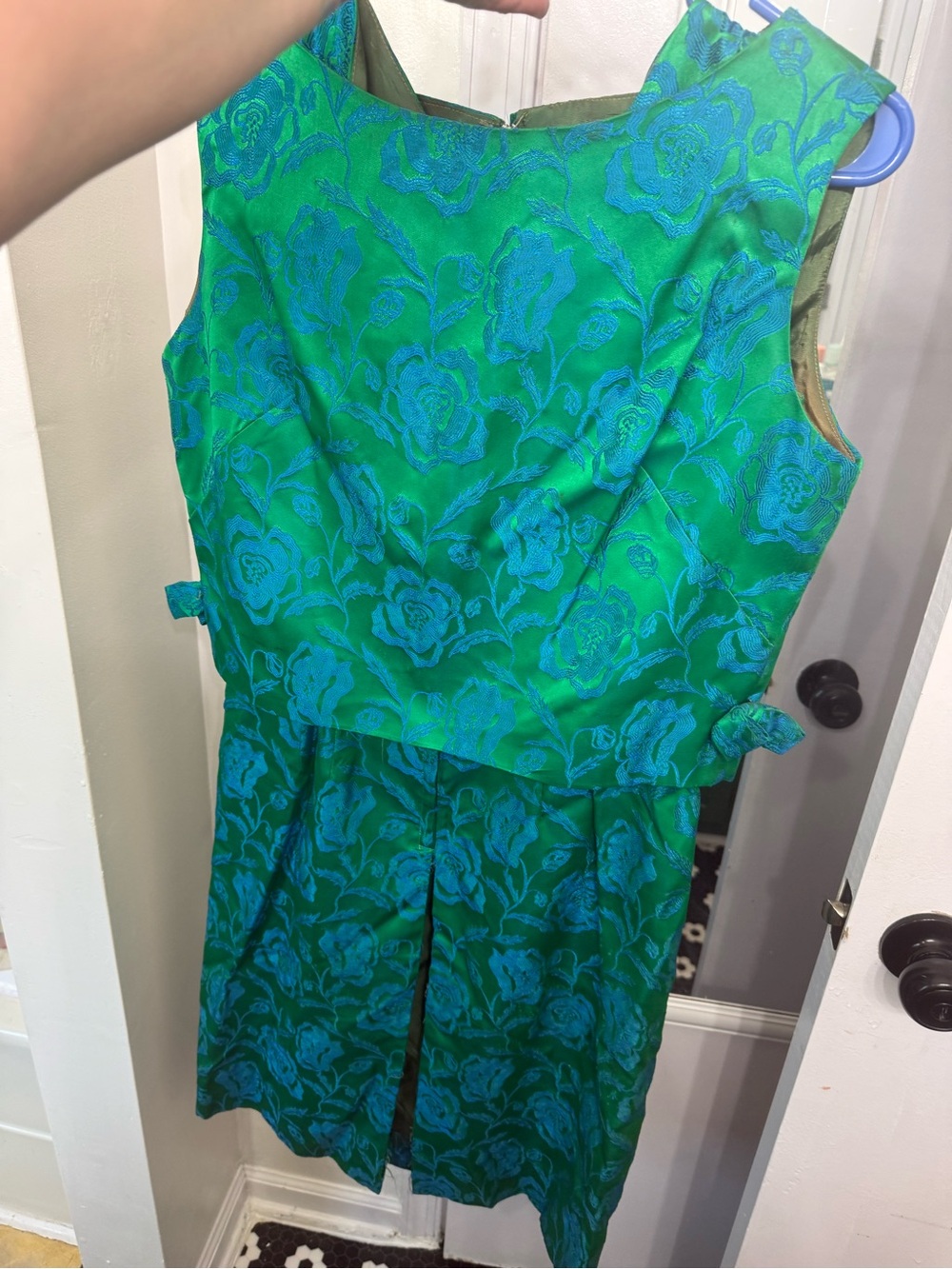 Emerald Green Dress with Teal Accents